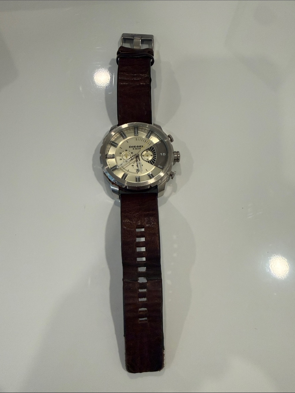 Diesel Stronghold Chronograph Brown Leather Men's Watch DZ4346